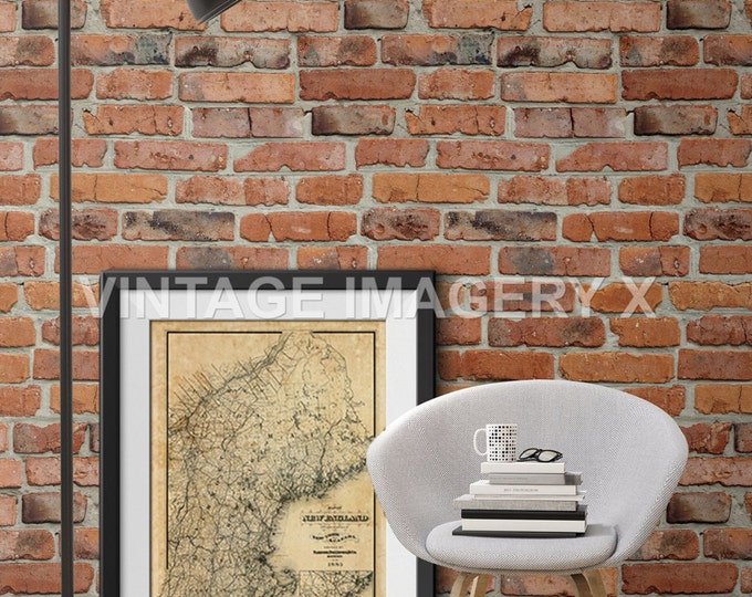 Old Map of New England 1885 vintage New England map Restoration Hardware Style Historic New England Wall Map Home Decor Fine Wall Art Print