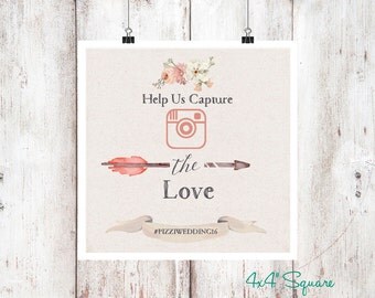Bohemian Instagram Wedding Sign // Instagram sign // Printable Wedding sign // Blush Pinks