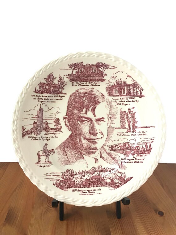 Vintage Will Rogers collectors plate Vernon Kilns ceramic 10" dish