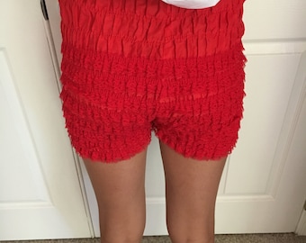 Vintage Blood Red Ruffled Rockabilly Bloomers Panties Square Dance