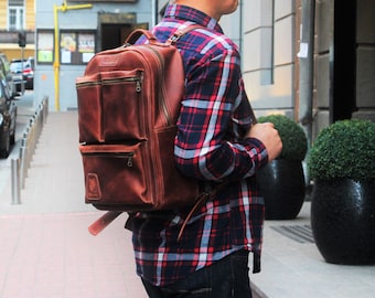 Leather backpack men | Etsy