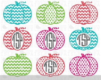 Pumpkin Monogram Frames - .svg/.eps/.dxf/.ai for Silhouette Studio, Cricut, or other cutting software