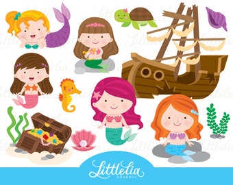 Mermaid princess - under the sea clipart - 15091