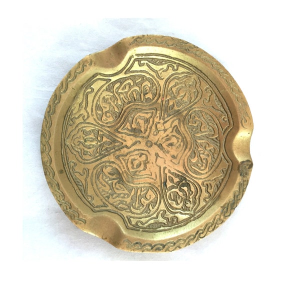 vintage brass ashtray engraved brass tray vintage brass vintage brass ashtray engraved brass tray vintage brass