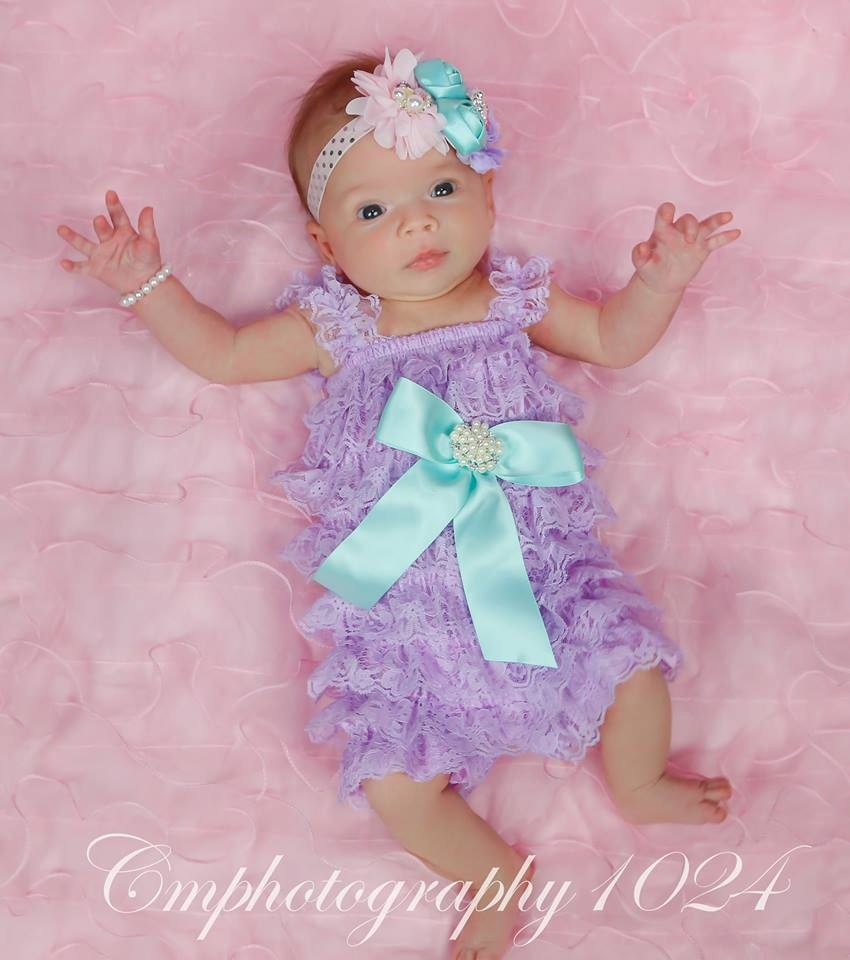 Lavender Baby Romper/Baby Girl Romper/Girl Lace Romper/Lace