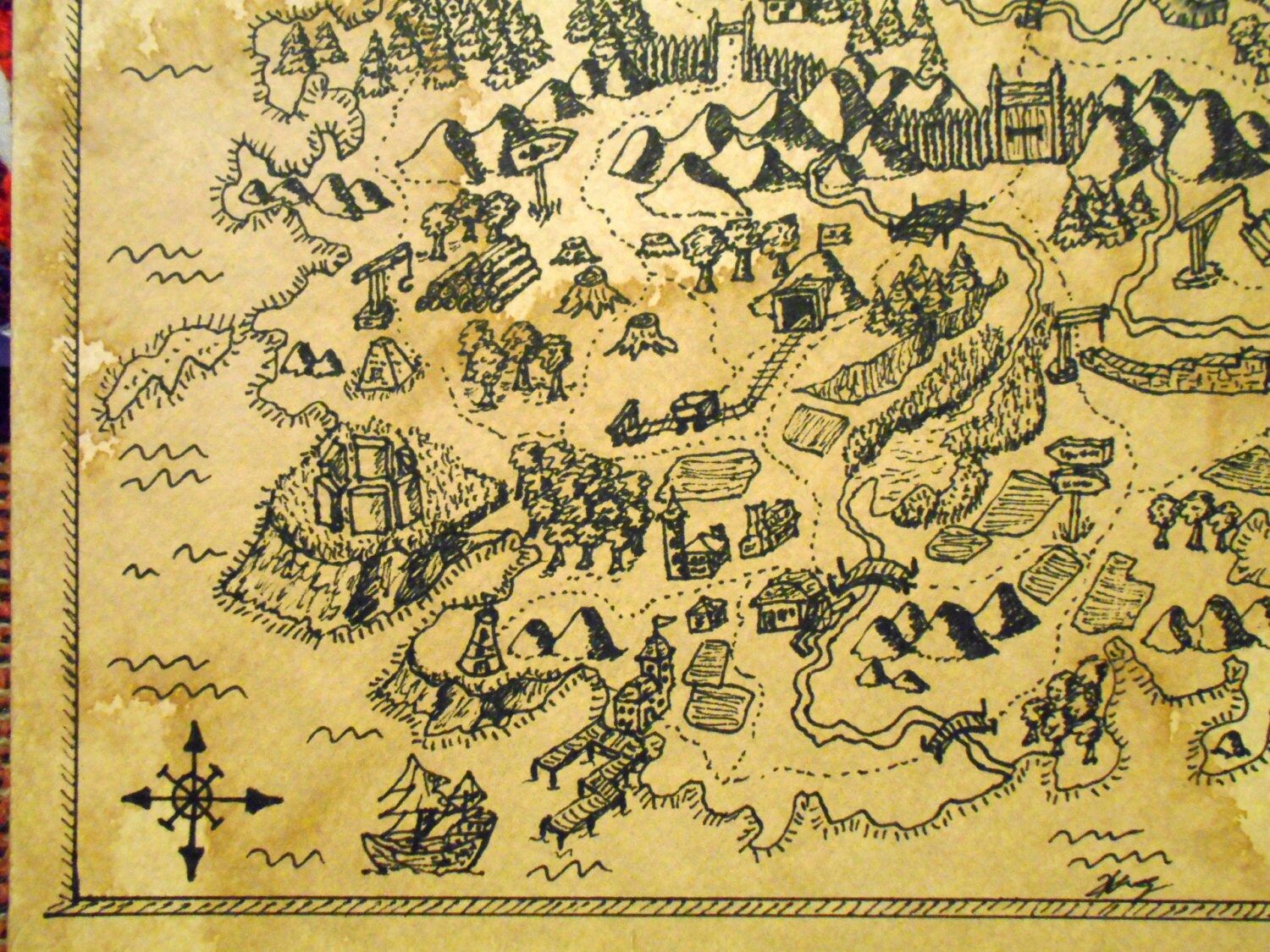 Pirate Map Art Print Ancient Map Pirate map Fantasy Realm