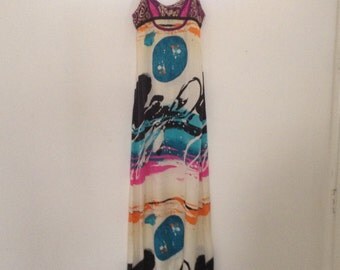 Vintage Custo Silk Dress Wearable Art Bohemian Couture