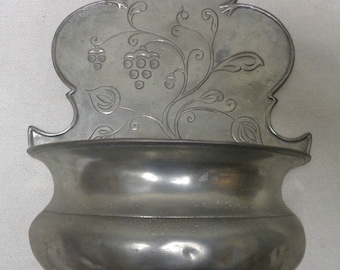 Middle Eastern Vintage Wall Hanging Planter w. Engraved Floral Designs 12x8x4"