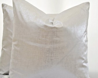 Metallic Pillow Cover, Linen Pillow Cover,Silver Pillow Cover, Silver Cushion Cover