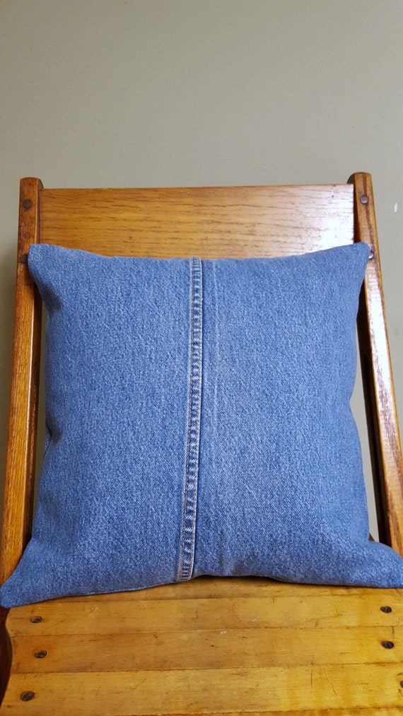 Upcycled Denim Throw Pillow Cover / Recycled Denim Home Decor