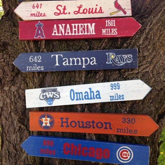Custom Baseball Stadium Wooden Directional Sign 3 Pack