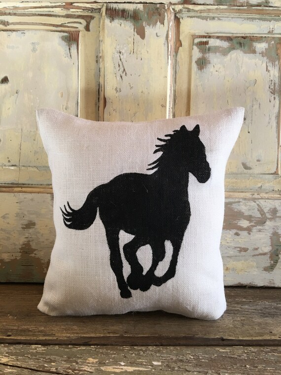 Burlap Pillow Horse pillow Horse Silhouette by TwoPeachesDesign