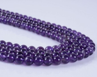 6MM219 6mm Amethyst round ball loose gemstone beads 16"