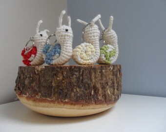 Crochet keyring key ring snail