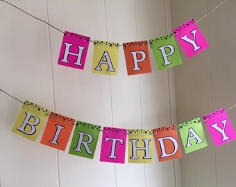 Neon birthday banner | Etsy