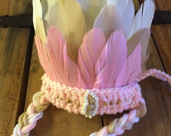 Pink Newborn Indian Prop, Indian, Indian Headdress, Baby Indian, Native American Baby Headdress, Indian Girl Headdress, Indian Headband