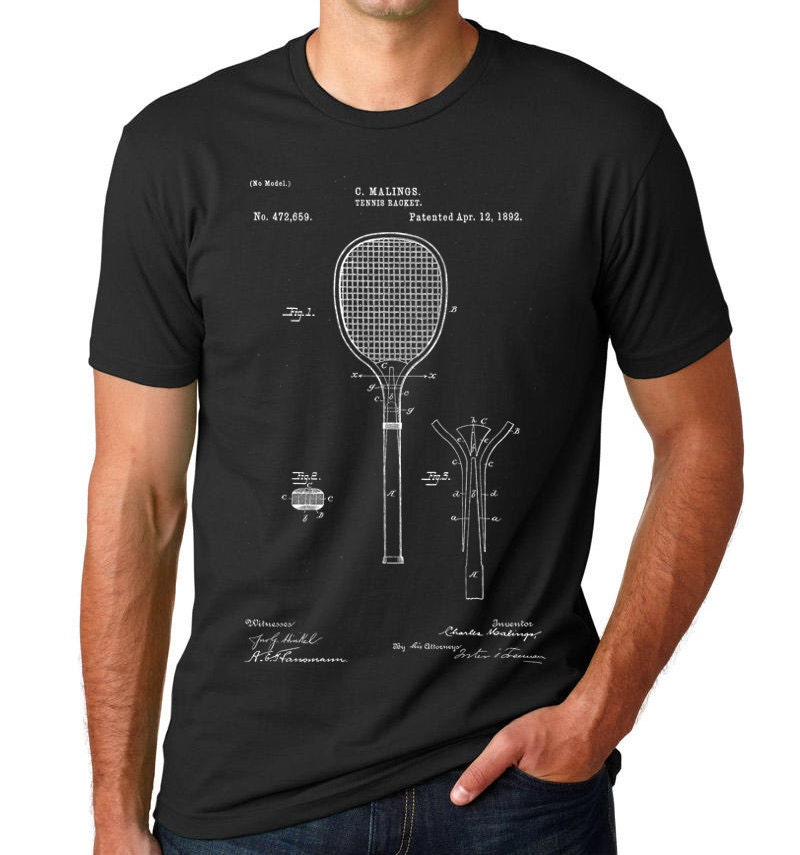 Tennis Racket 1892 Patent T Shirt Vintage Tennis Tennis