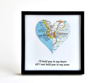 Long Distance Map Heart / Deployment Gift for Boyfriend / Boyfriend Moving Away Gift / Girlfriend Going Away Gift / Distance Means So Little