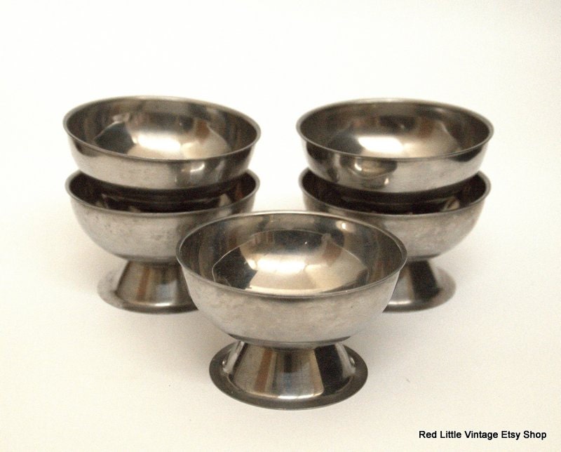 Ice Cream Bowls Set of 5 Metal Bowls Stainless Steel Dessert