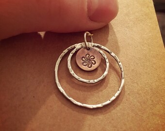 Sterling silver and copper pinwheel pendant