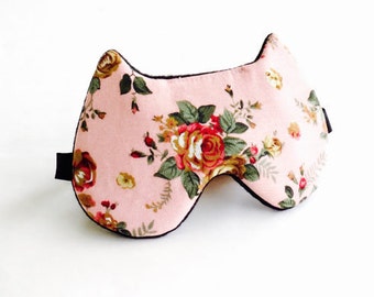 Sleep Mask Cat Sleep Mask for Women Mother's Day gift Travel Sleep Mask Rose Print Mask.