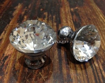 25MM*30MM Clear Crystal material Silver color base drawer knobs / dresser knobs/ cupboard knobs / furniture knobs with screws DP0397