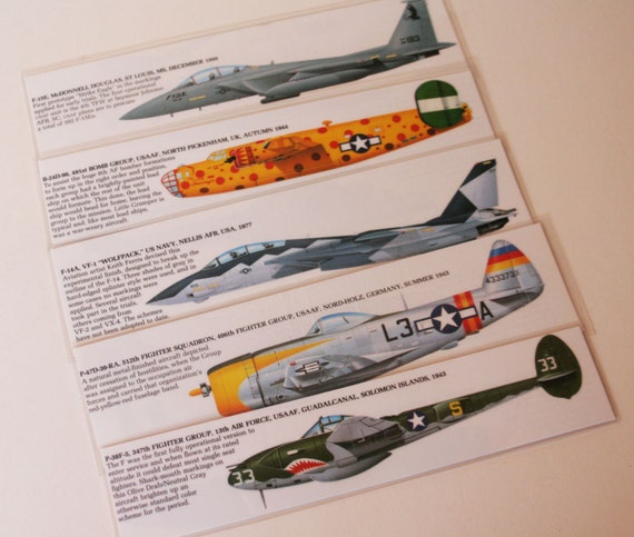 Aviation USAF Bookmark Packs x5 Vintage Aircraft Bookmarks