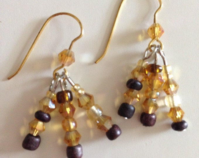 clearance! amber and gold triple drop earrings