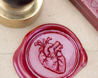 Anatomical Heart Wax Seal Kit | wax stamp, sealing wax, unique alternative wedding, science wedding, anatomy, future nurse, girlfriend gift