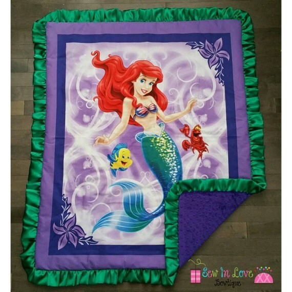 The Little Mermaid Minky Blanket By Sewinlovebowtique On Etsy 