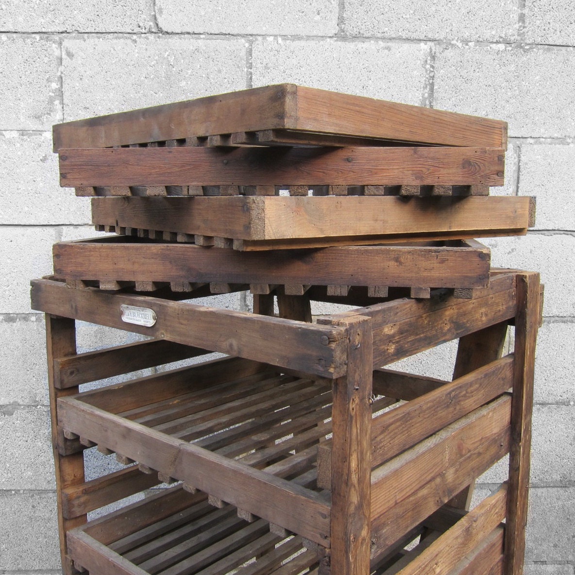 Rustic Apple Crate Storage Rack Antique Traditional