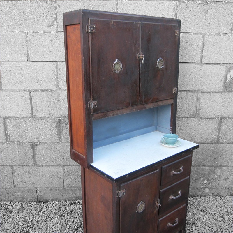 1940s Antique Enamel Kitchen Cupboard Cabinet Storage Kitsch