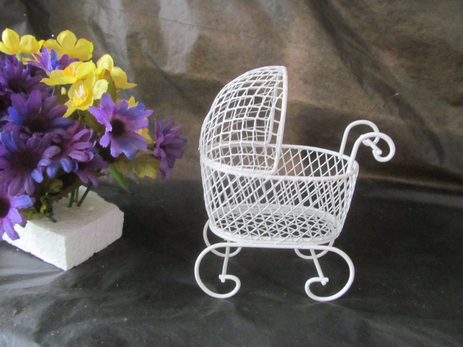 Vintage Mini Wire Baby Carriage Great for Baby Shower Favors