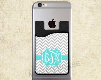 Monogram Cell Phone Card Caddy, Personalized Wallet Card Holder, Monogram ID Credit Card Holder, Monogram Gift, Personalized Gift