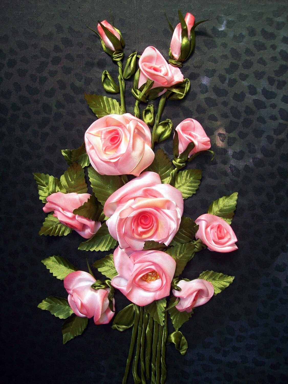 Ribbon embroidery embroidered picture 3d roses embroidery