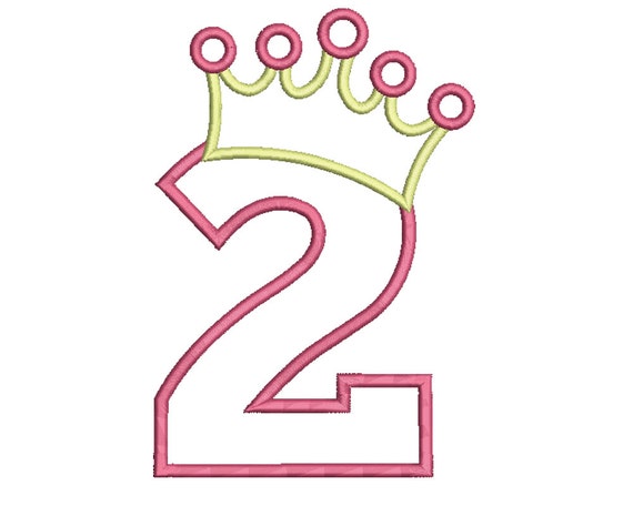 BIRTHDAY NUMBER 2 - Princess Crown - Appliqué - Machine Embroidery ...