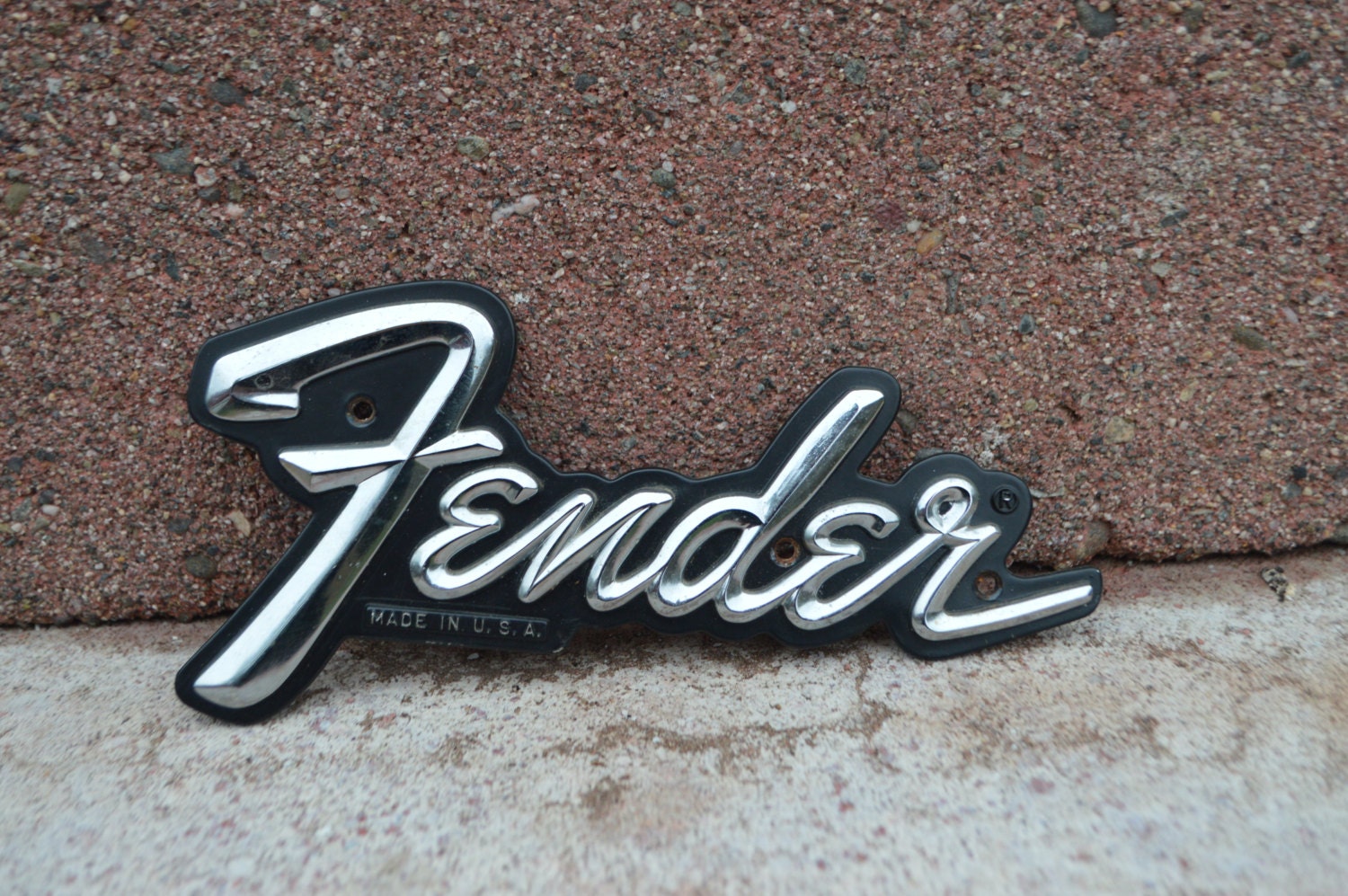 Fender Metal Logo Vintage 70's Amplifier Badge with