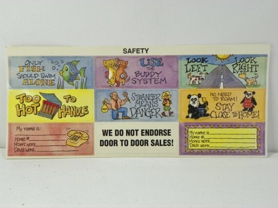 Items similar to Safety Stickers for Children 9 Stickers Per Sheet, 20 ...