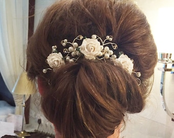 Mulberry Flower Hair Vine - Hair Up Bun - Bridal Hair Accessory - Boho Summer Wedding