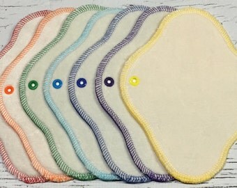 Set of 7) 8" bamboo velour cloth panty liners