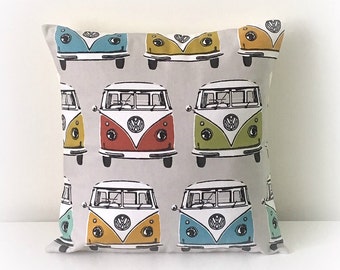 Handmade VW Camper Van Cushion Cover 16" Cotton Pillow