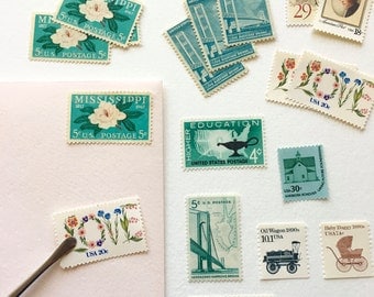 Curate Your Own Set of Stamps - 10+ Stamps of Your Choice - Vintage Unused Postage Stamps