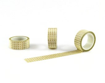 GOLD WASHI TAPE - Gold Glitz Glow Mesh 70's Pattern Washi Tape (5 Metre Roll)