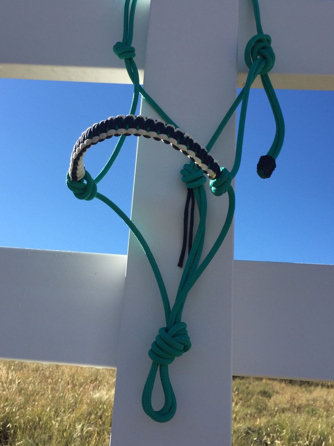 Stiff Rope Halter MultiColor Paracord overlay Knotted or