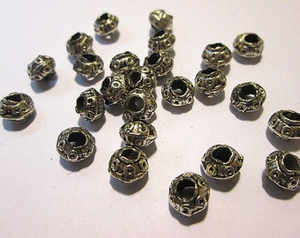 18 Vintage Silver metal Spacer Beads