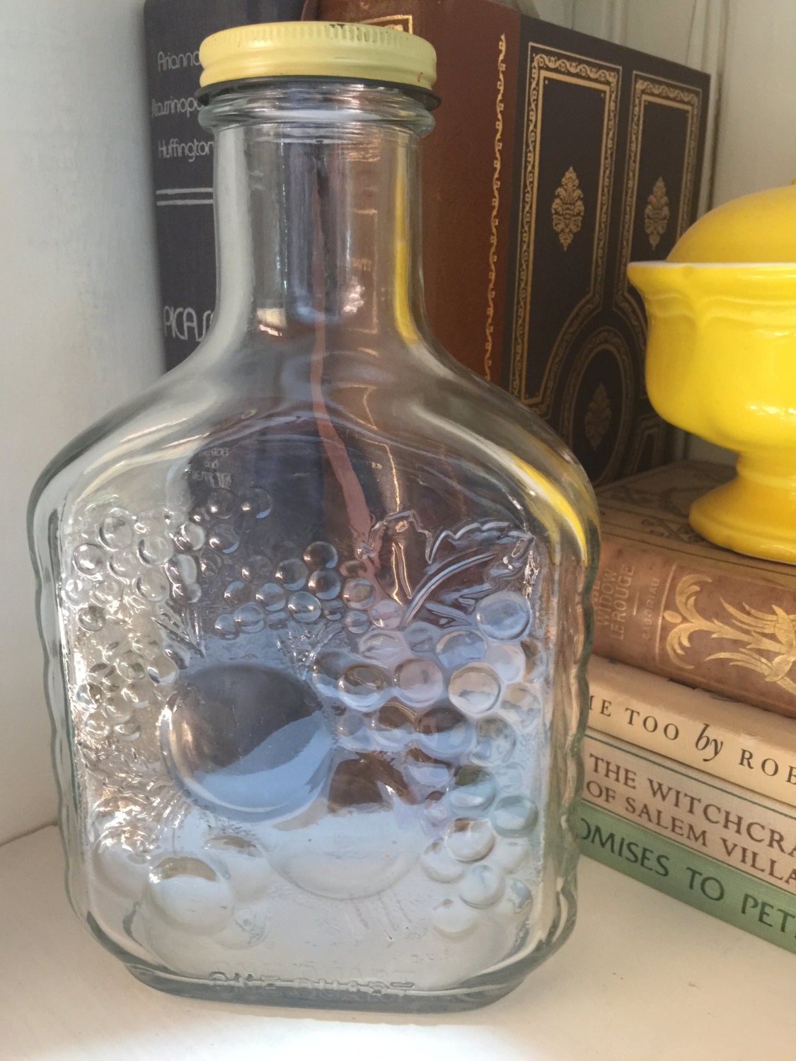 Antique EMBOSSED Glass WINE Bottle Jug American Farmhouse