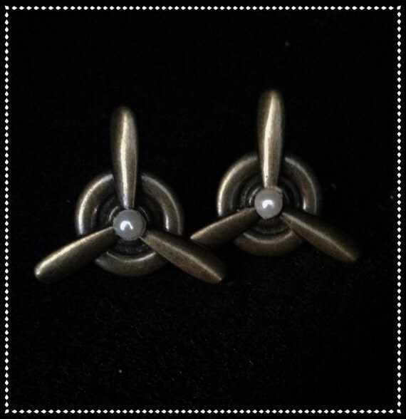 Steampunk Airship Captain Propeller Earrings