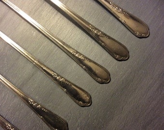 Oneida/Rogers Meadowbrook-Heather Pattern Silverplate Iced Tea Spoons