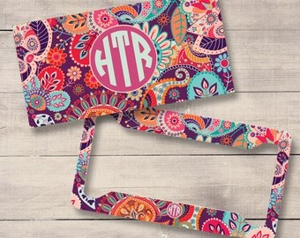 Retro Floral Monogram License Plate and Frame, Personalized License Plate, Monogram Car Tag