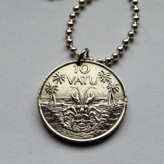 1983 Vanuatu 10 Vatu coin pendant charm necklace by coinedJEWELRY